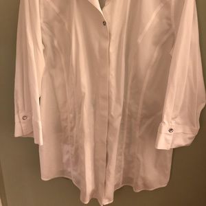 Chico’s white collared shirt tunic. . No iron